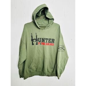 GRUNT STYLE Green Hunter Firearms logo Army Military Green Hoodie Mens sz XXL